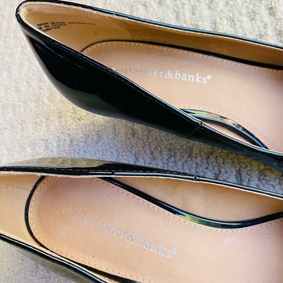 Christopher & Banks classic black patent high heel wedge US size 9M career shoes - Picture 10 of 12